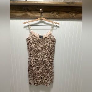 Windsor Ethereal Sparkle rose gold lined Sequin mini Dress Sz M shiny Bodycon